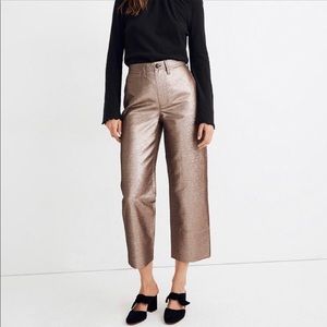 Madewell slim wide-leg cropped pants in metallic